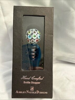 Blue Hand-Crafted Glass Bottle Stopper